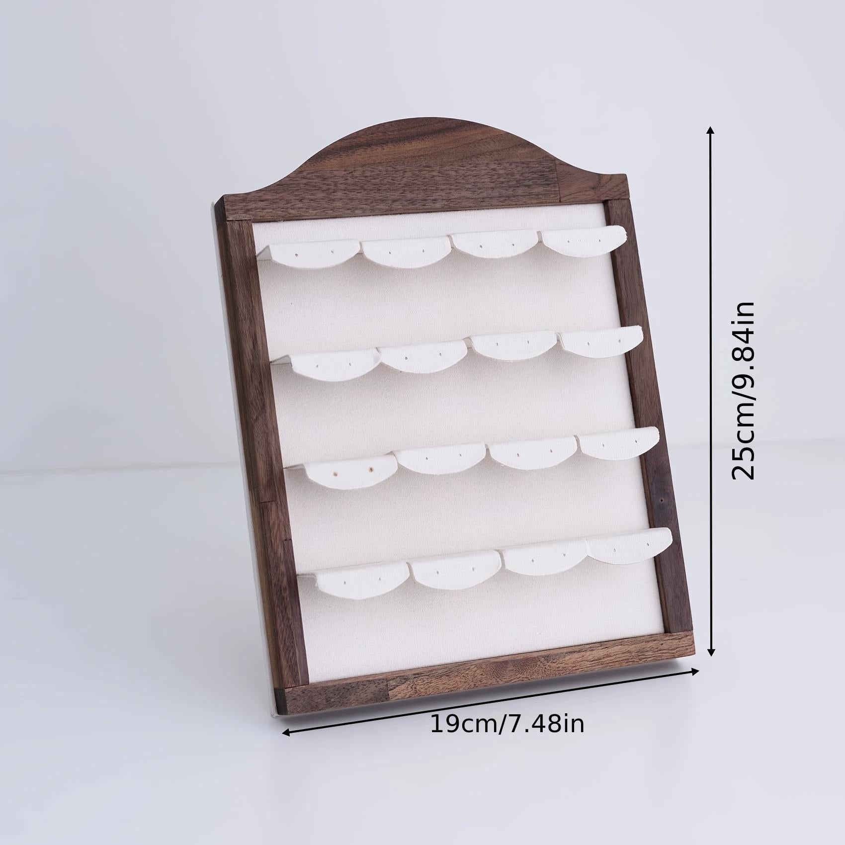 Walnut Wood Jewelry Organizer: Velvet Ring, Earring, Necklace Holder