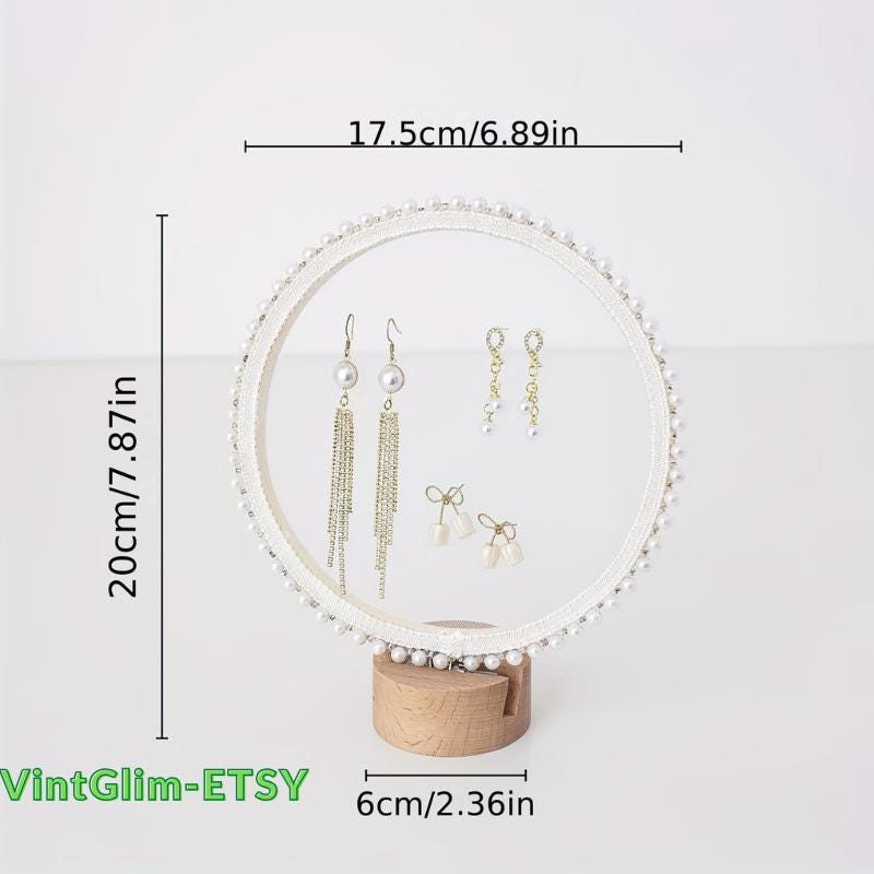 Embroidered Jewelry Holder: Elegant Necklace & Earring Display Stand