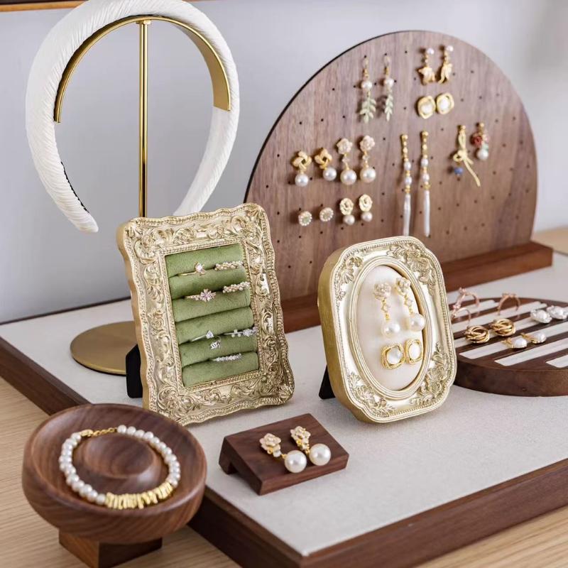 Baroque Gold Jewelry Display Stand, Necklace Earring Ring Holder for Home Decor Gifting