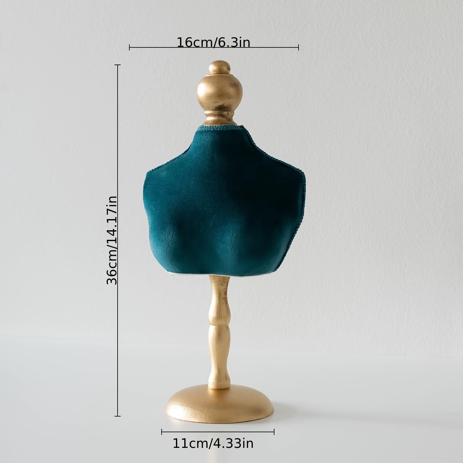 Baroque Teal Velvet Jewelry Bust Torso Necklace Holder, Home Decor Earring Organizer, Heirloom Display