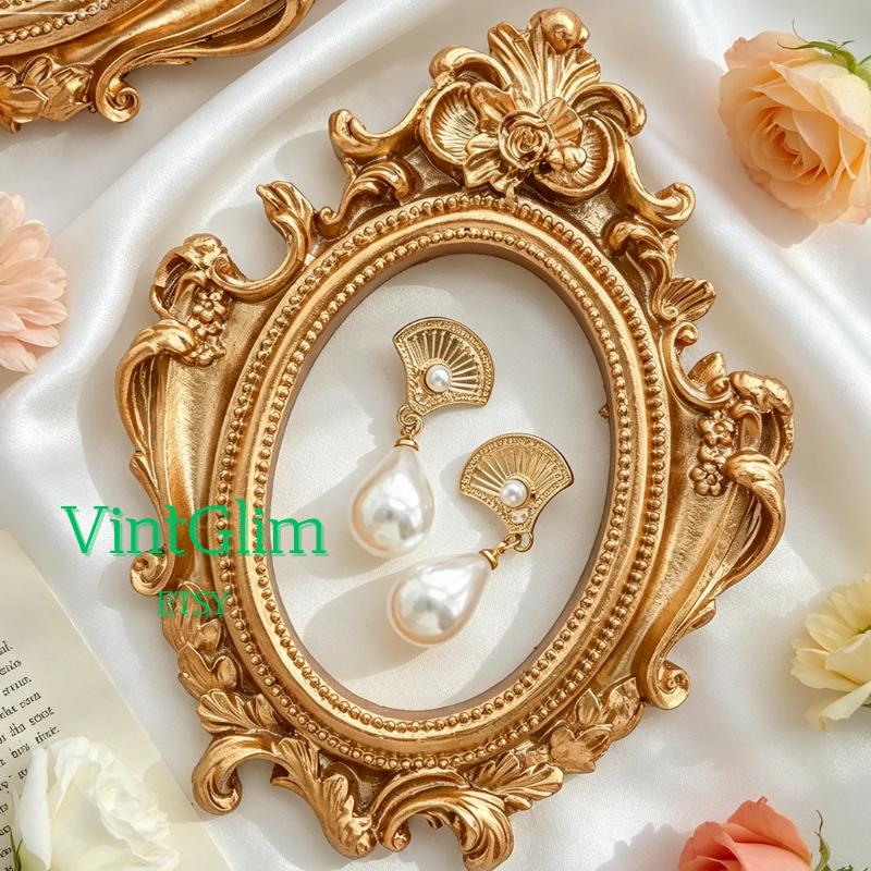 Ornate Gold Angel Frame | Baroque Jewelry Photo Prop for Flat Lay & Content Creation DIY