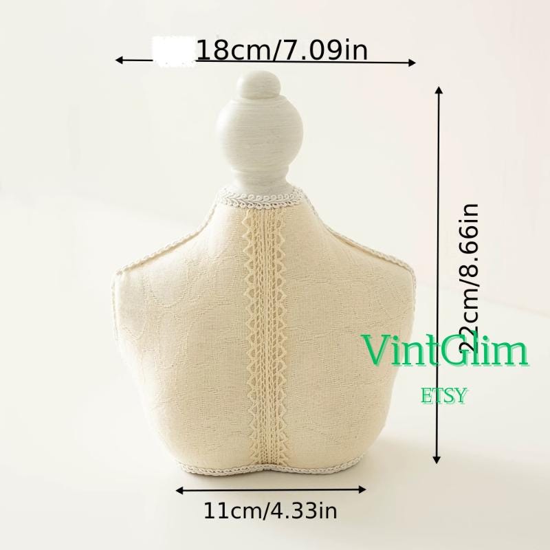 Wooden Jewelry Display Organizer | Linen Bust & Earring Stand for Boutique Retail Display