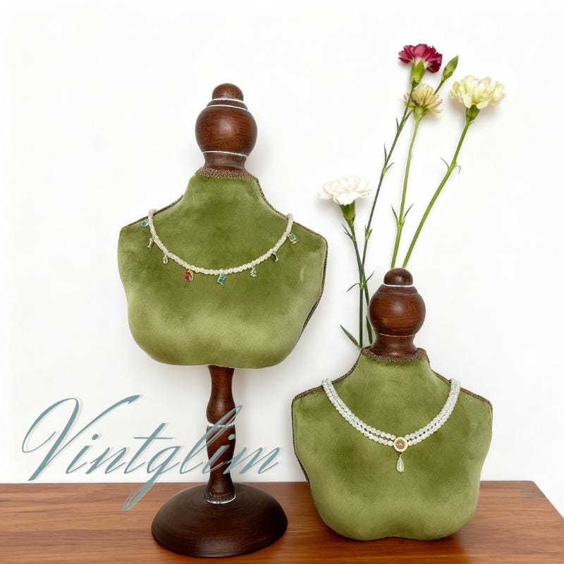 Baroque Mannequin Bust Display Necklace Holder Display(Gray/Green/Red) Velvet Jewelry Stand
