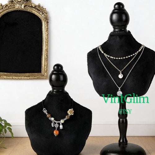 Baroque Bust Display, Black Velvet Necklace Stand, Luxury Home Decor, Gift for Mom