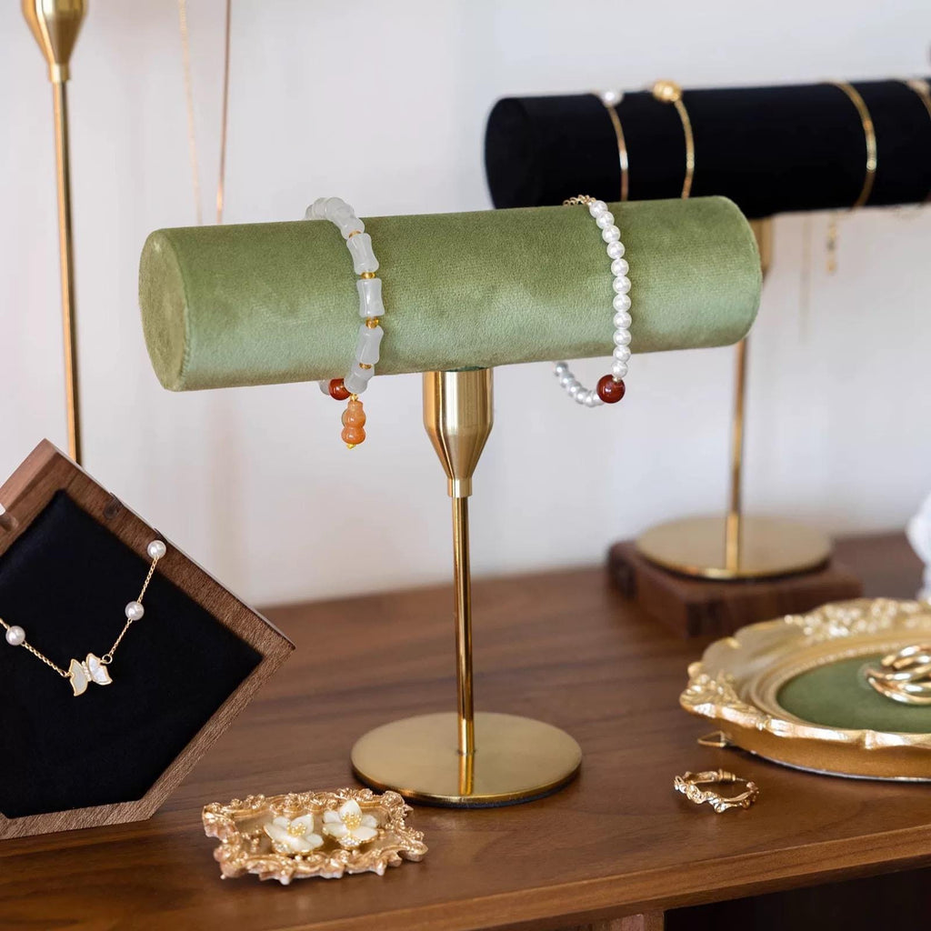 Baroque Velvet Necklace & Bracelet Holder: Gold Base Jewelry Organizer