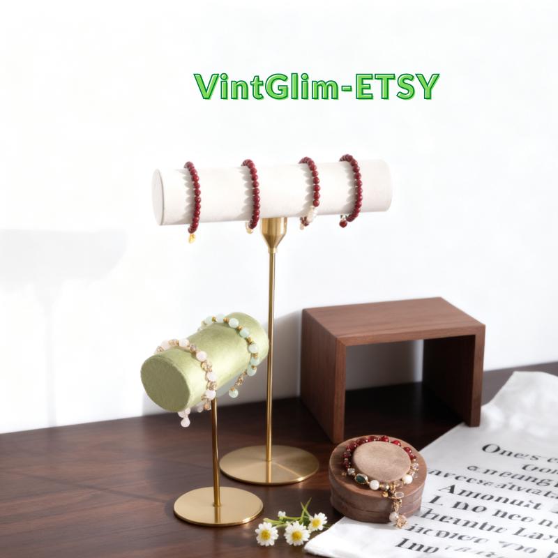 Baroque Jewelry T Bar Holder, Velvet Lined Necklace Bracelet Organizer, High-End Home Decor Gift