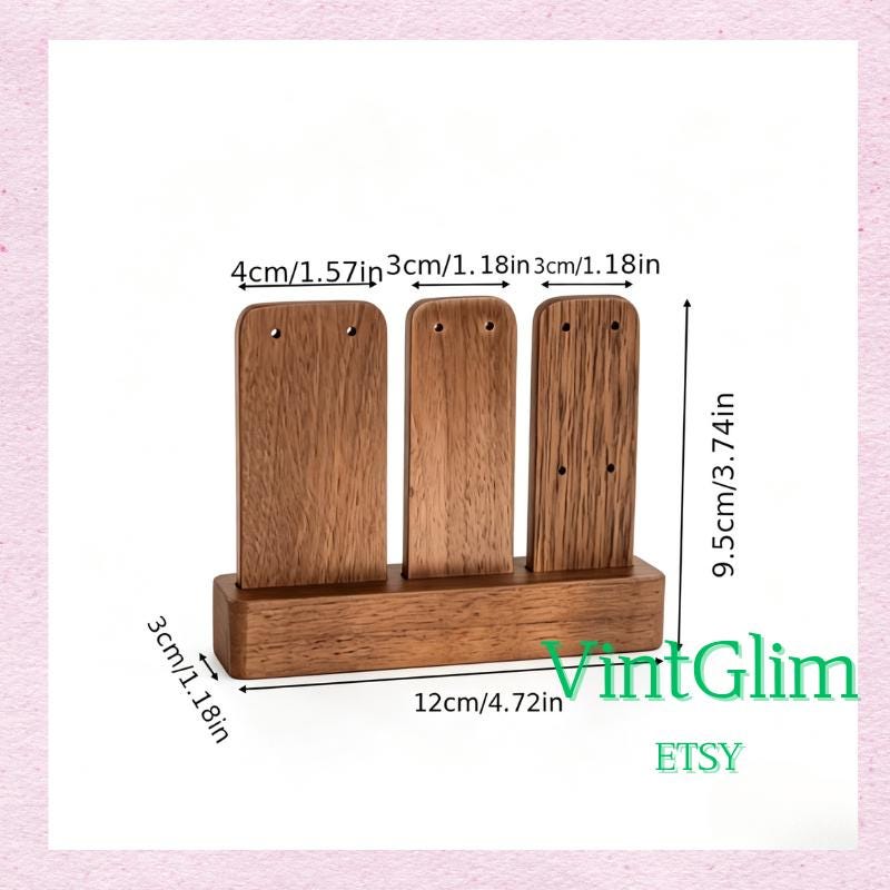 Walnut Wood Earring Display Stand, T-Bar Jewelry Holder for Retail