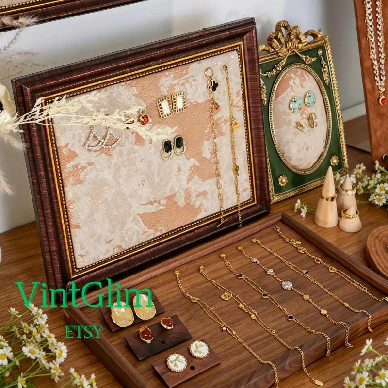 Antique-Style Jewelry Organizer Frame for Earrings & Necklaces, Jewelry Holder