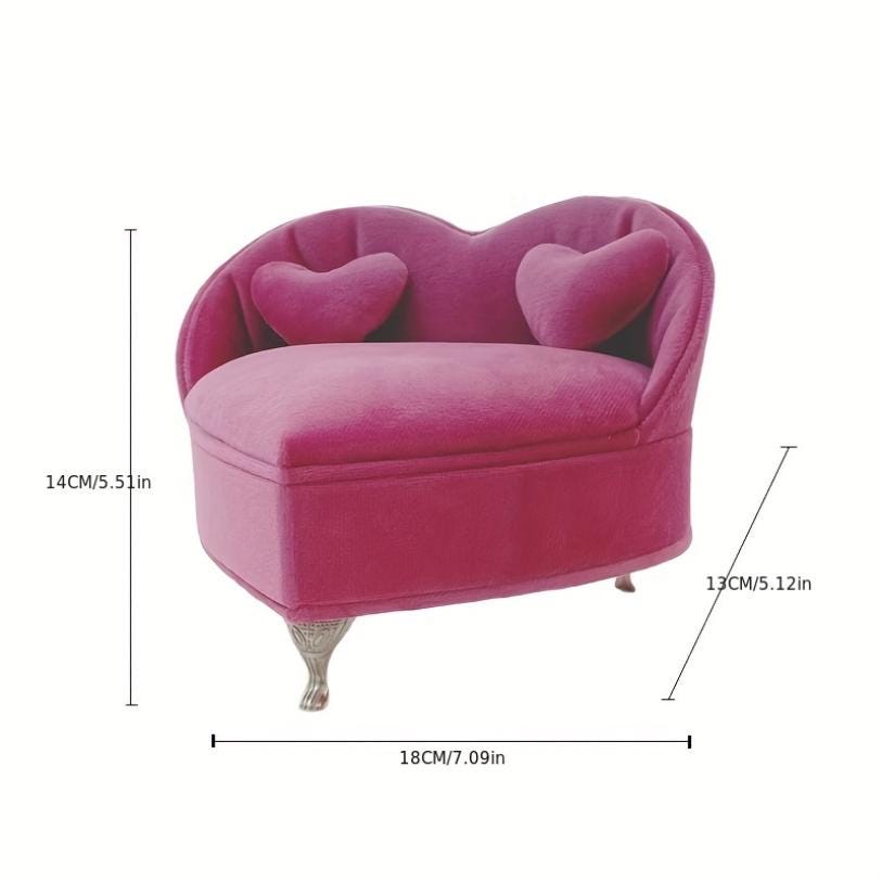 Miniature Pink Velvet Jewelry Sofa: Barbiecore Ring & Earring Holder