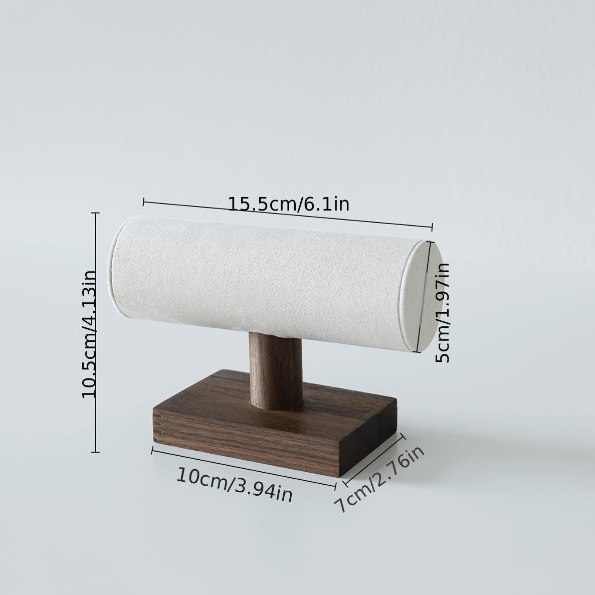 Walnut Wood Jewelry Holder Stand: Velvet Lined Ring, Necklace & Earring Display