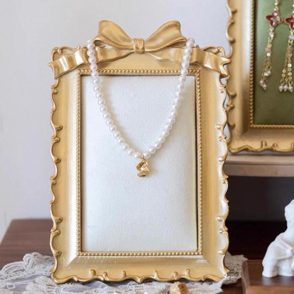 Baroque Gold Jewelry Holder: Velvet Lined Necklace & Ring Display