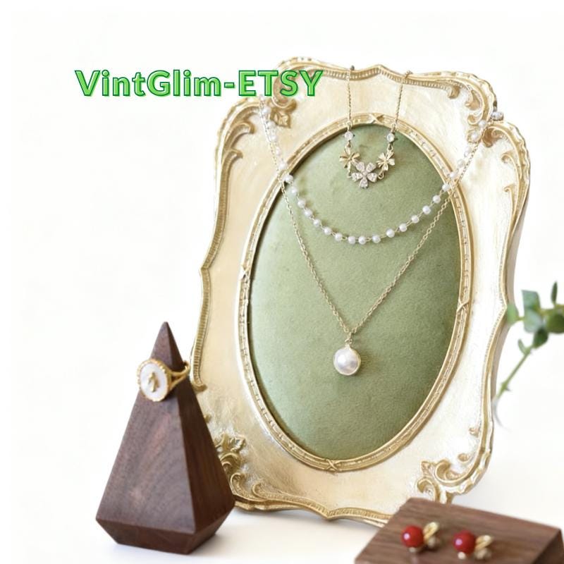 Baroque Framed Velvet Jewelry Holder, Luxury Necklace/Earring/Ring Organizer for Home Decor Gifting