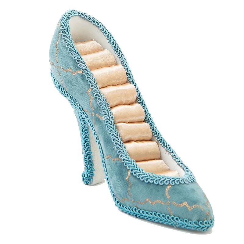 Teal Velvet Jewelry Organizer Set: High Heel Ring Box & Mannequin Holders