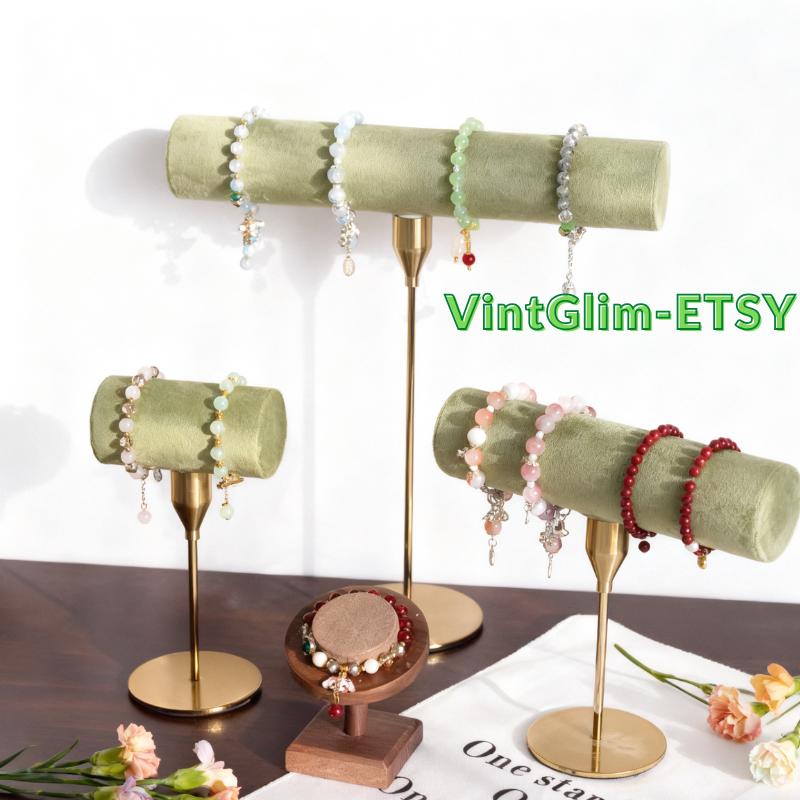 Baroque Jewelry T Bar Holder, Velvet Lined Necklace Bracelet Organizer, High-End Home Decor Gift