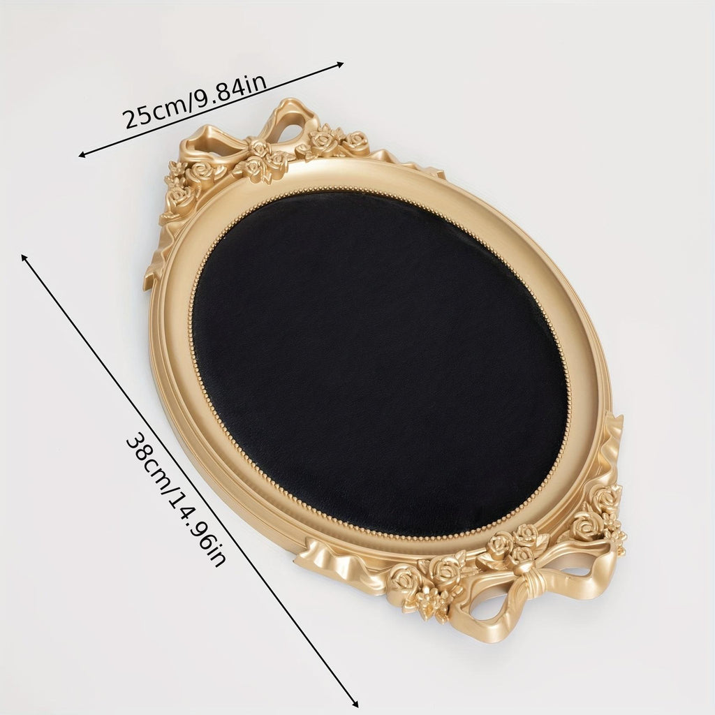 Baroque Gold Jewelry Stand Set: Necklace & Earring Display Tray, Classic Ebony, Home Decor Gift