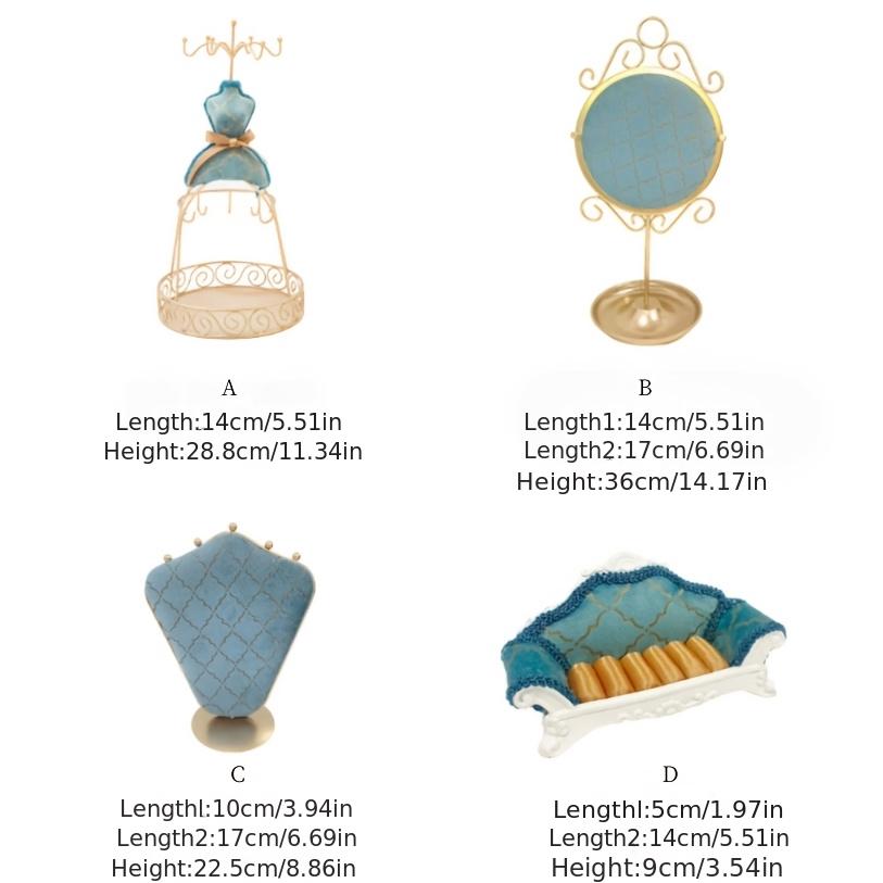 Teal Velvet Jewelry Organizer Set: High Heel Ring Box & Mannequin Holders