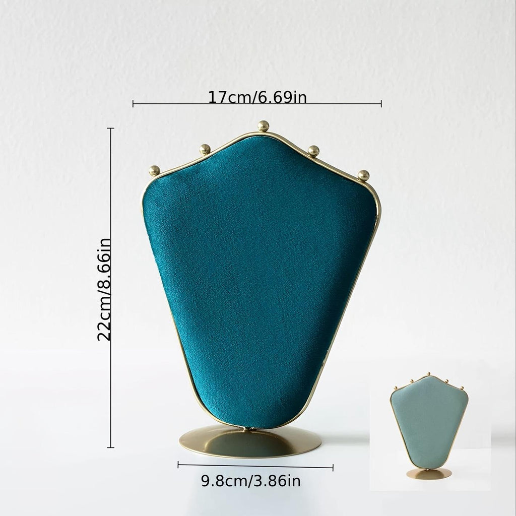 Teal Velvet Jewelry Display: Baroque Ring, Necklace & Earring Holder