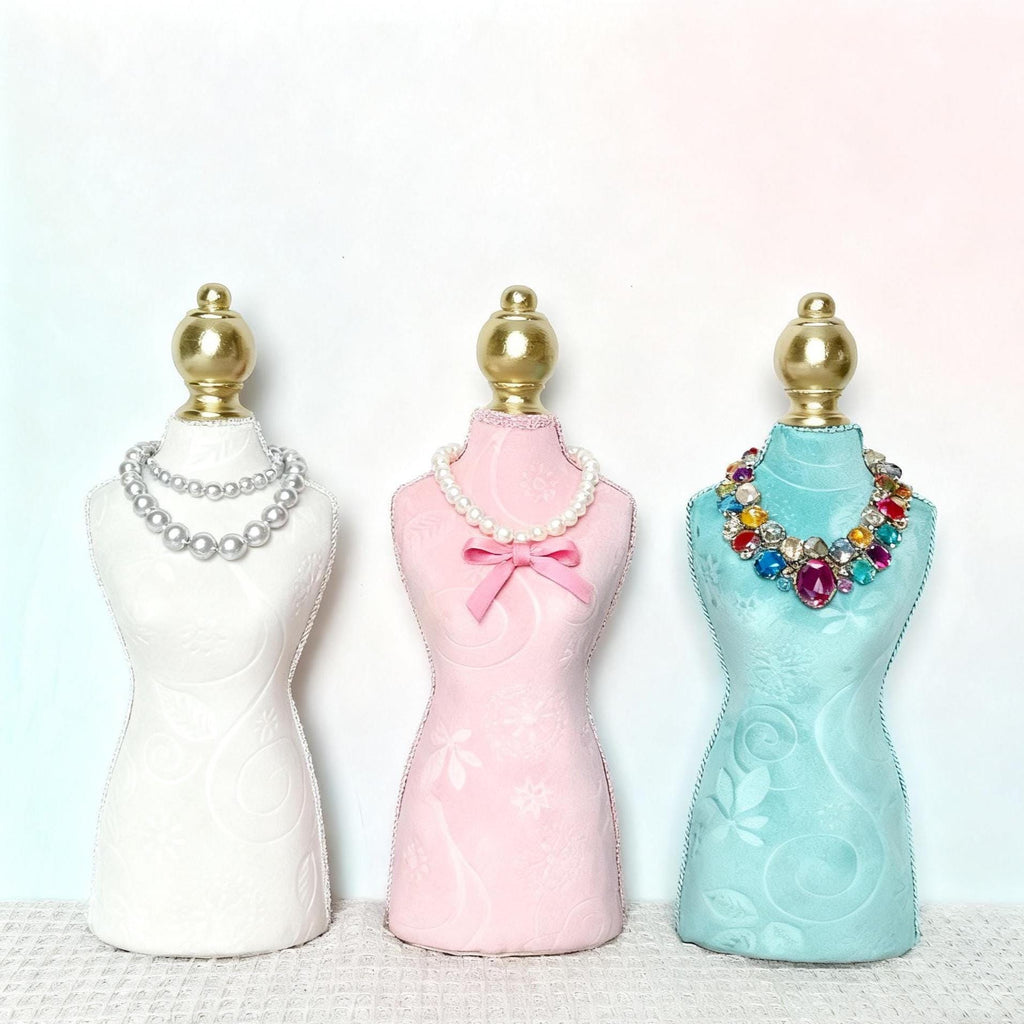 Baroque Velvet Mannequin Necklace Stand Holder, Luxury Home Decor for Jewelry Display & Gift