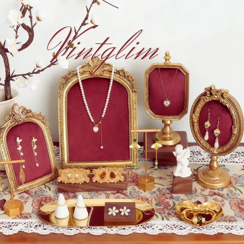 Baroque Jewelry Holder Burgundy, Valentine Gift New Year Gift Home Decor Necklace/Earring Display