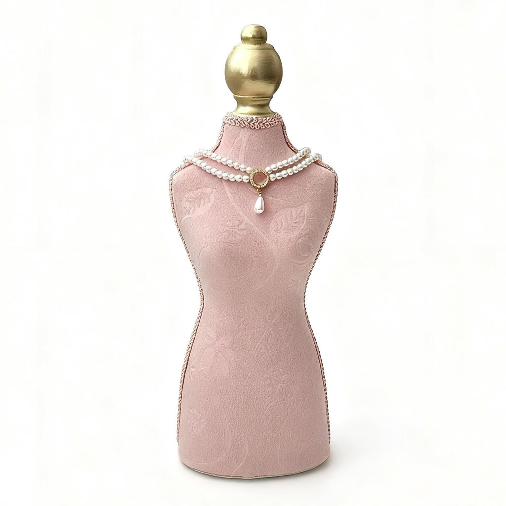 Baroque Velvet Mannequin Necklace Stand Holder, Luxury Home Decor for Jewelry Display & Gift