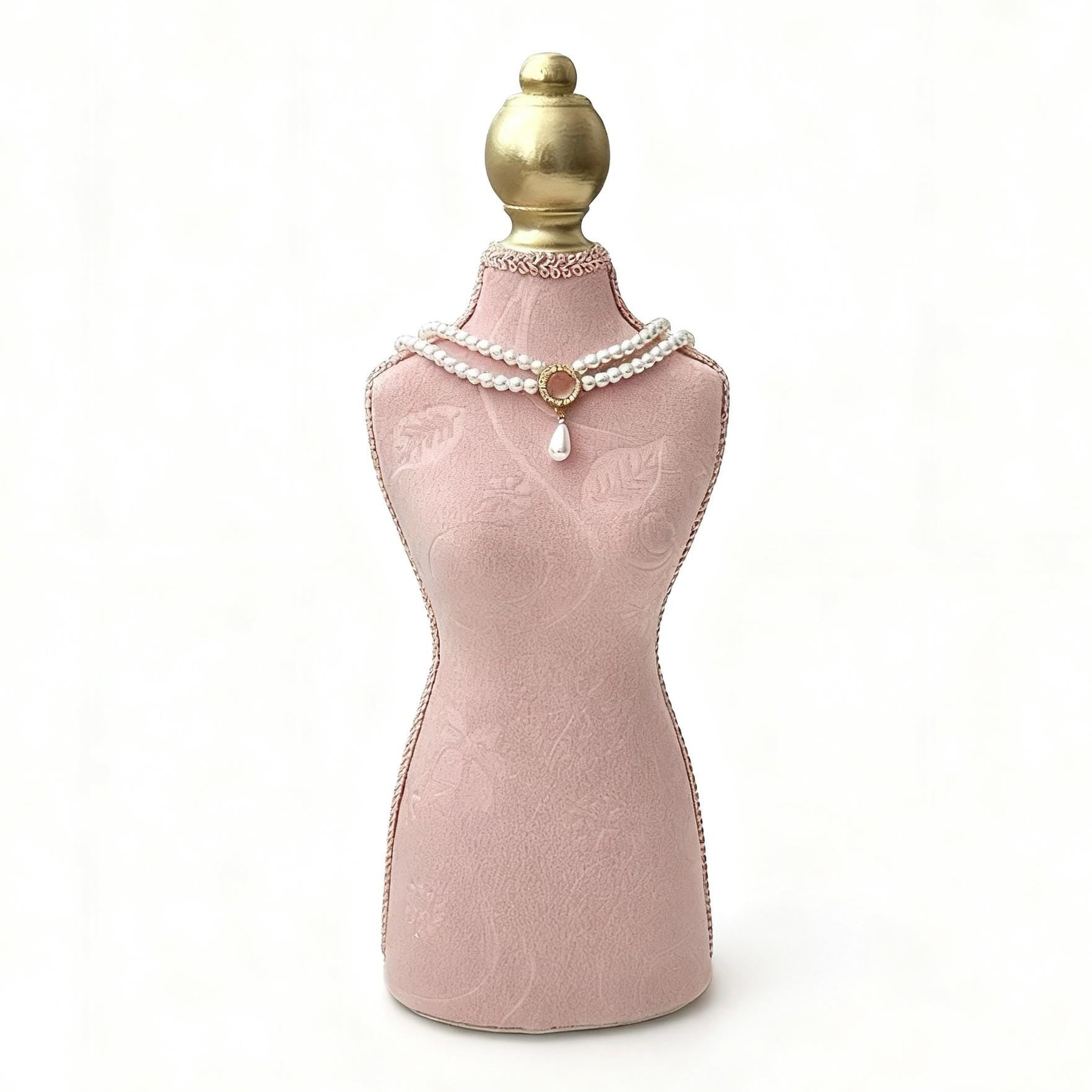 Baroque Velvet Mannequin Necklace Stand Holder, Luxury Home Decor for Jewelry Display & Gift