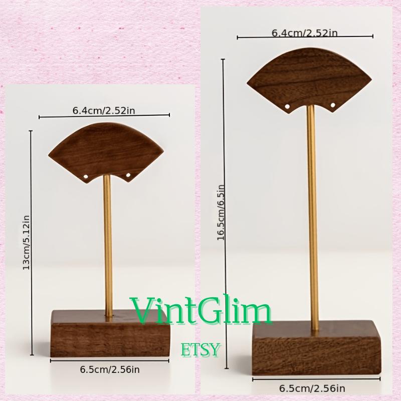 Walnut Wood Earring Display Stand, T-Bar Jewelry Holder for Retail