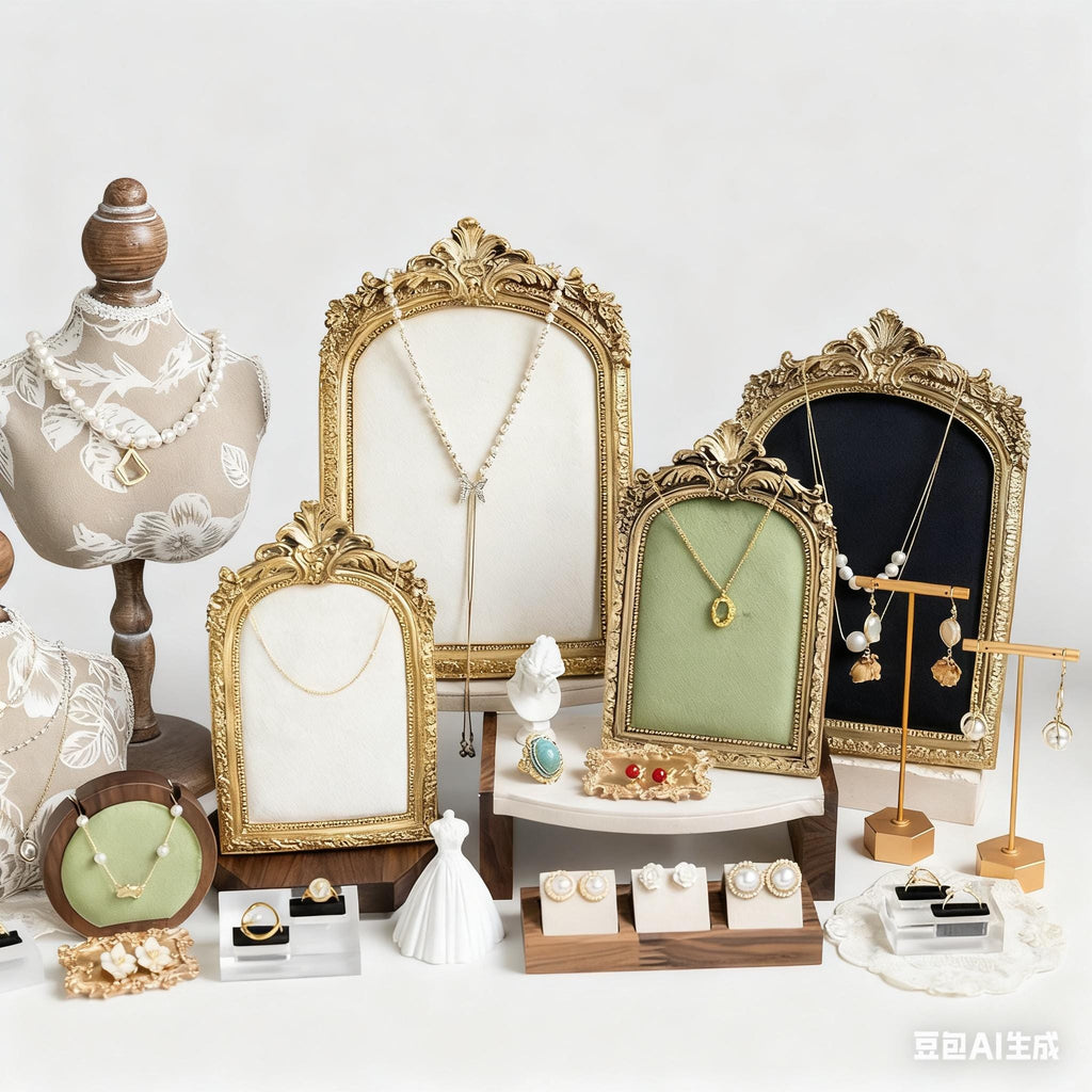 Baroque Gold Necklace & Ring Holder, Elegant Luxury Jewelry Display Stand for Home Decor Gift