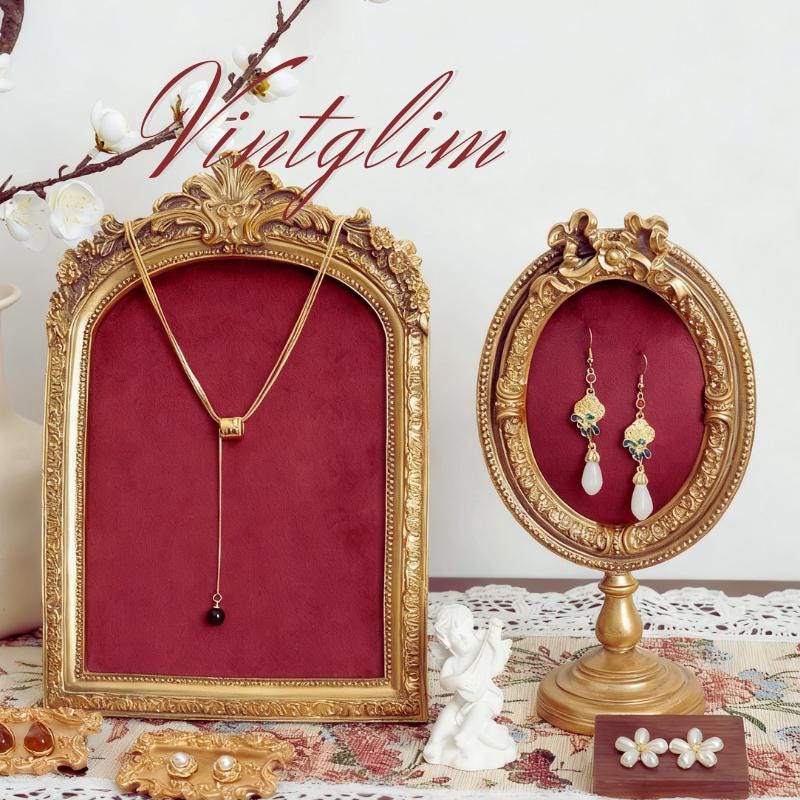 Baroque Jewelry Holder Burgundy, Valentine Gift New Year Gift Home Decor Necklace/Earring Display