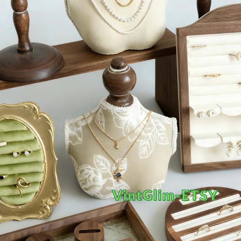 Baroque Jewelry Organizer: Bust Display, Framed Earring Holder & Storage Trays