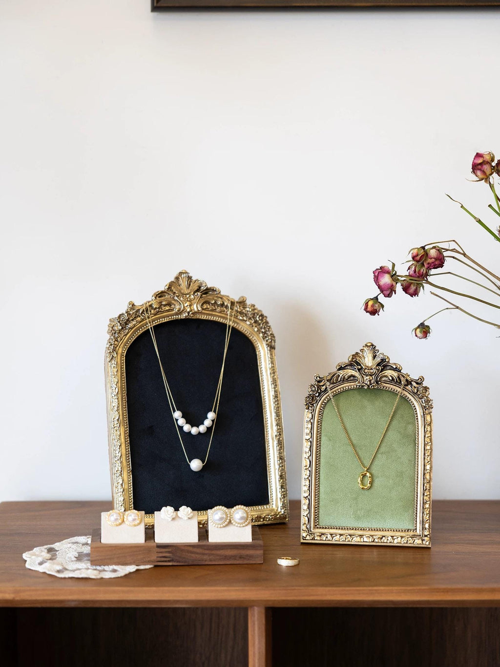 Baroque Gold Necklace & Ring Holder, Elegant Luxury Jewelry Display Stand for Home Decor Gift