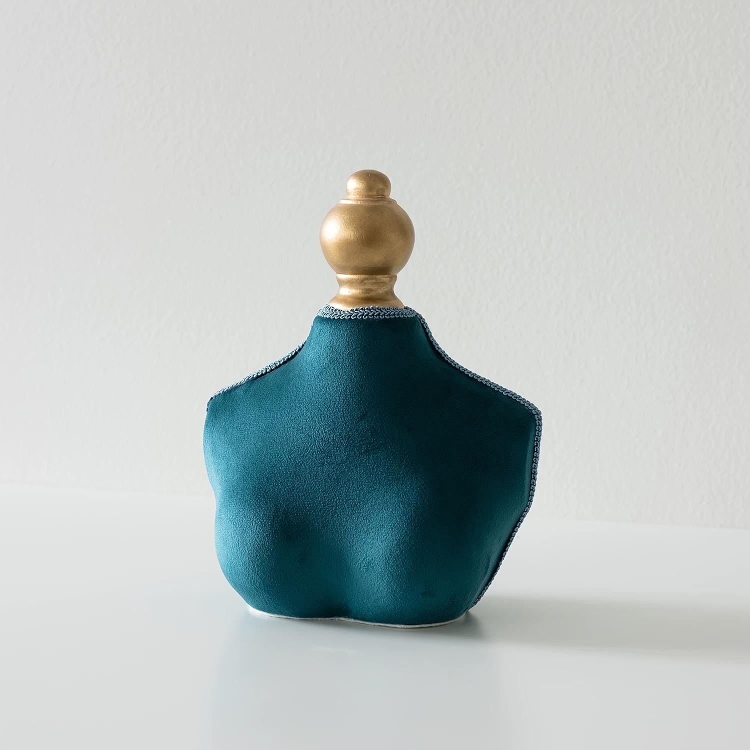 Baroque Teal Velvet Jewelry Bust Torso Necklace Holder, Home Decor Earring Organizer, Heirloom Display