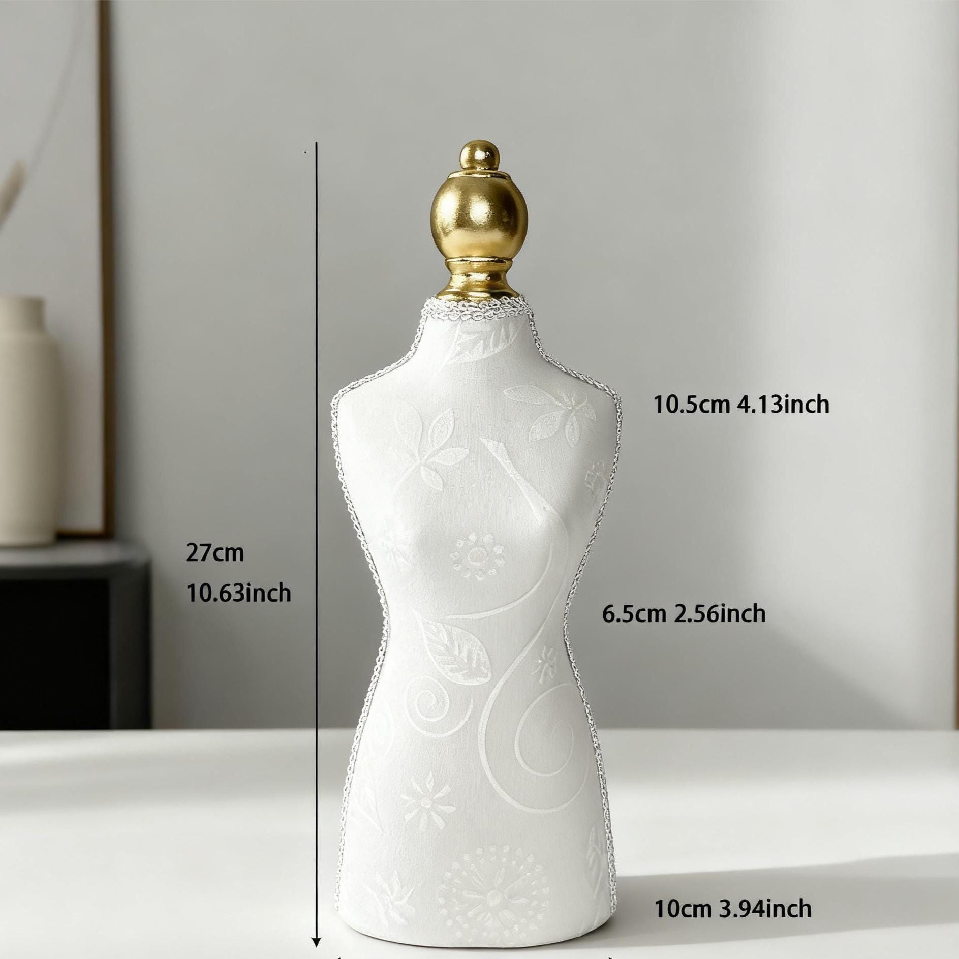 Baroque Velvet Mannequin Necklace Stand Holder, Luxury Home Decor for Jewelry Display & Gift