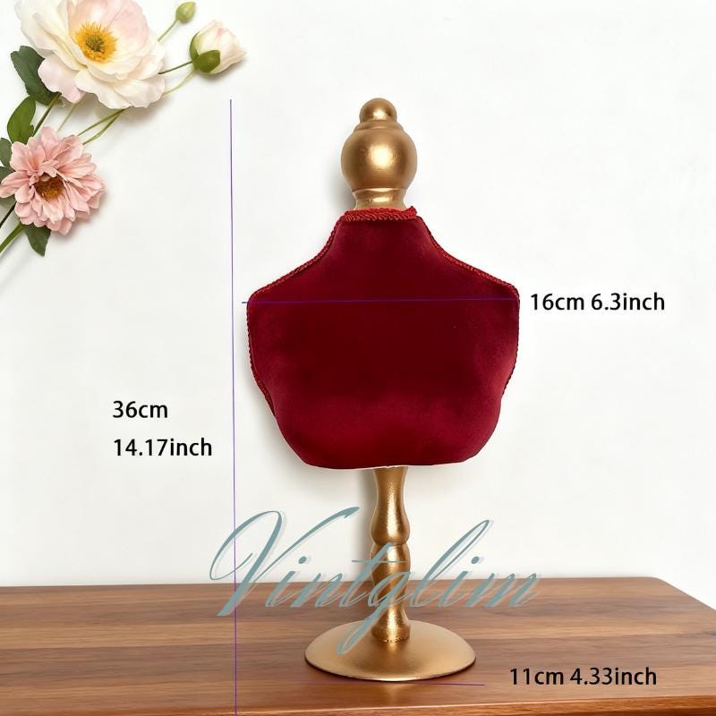 Baroque Mannequin Bust Display Necklace Holder Display(Gray/Green/Red) Velvet Jewelry Stand