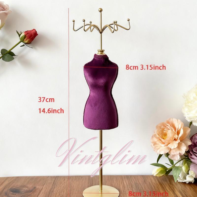 Baroque Style Lavender Plum Velvet Jewelry Organizer: Necklace/Ring/Earring Holder, Home Decor Gift