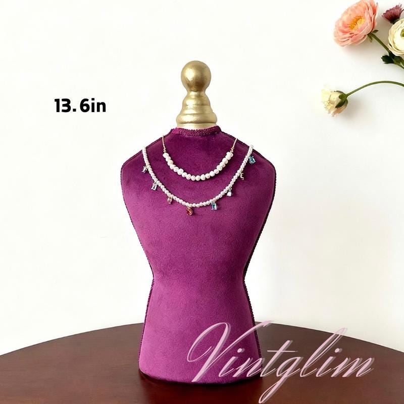 Baroque Style Lavender Plum Velvet Jewelry Organizer: Necklace/Ring/Earring Holder, Home Decor Gift
