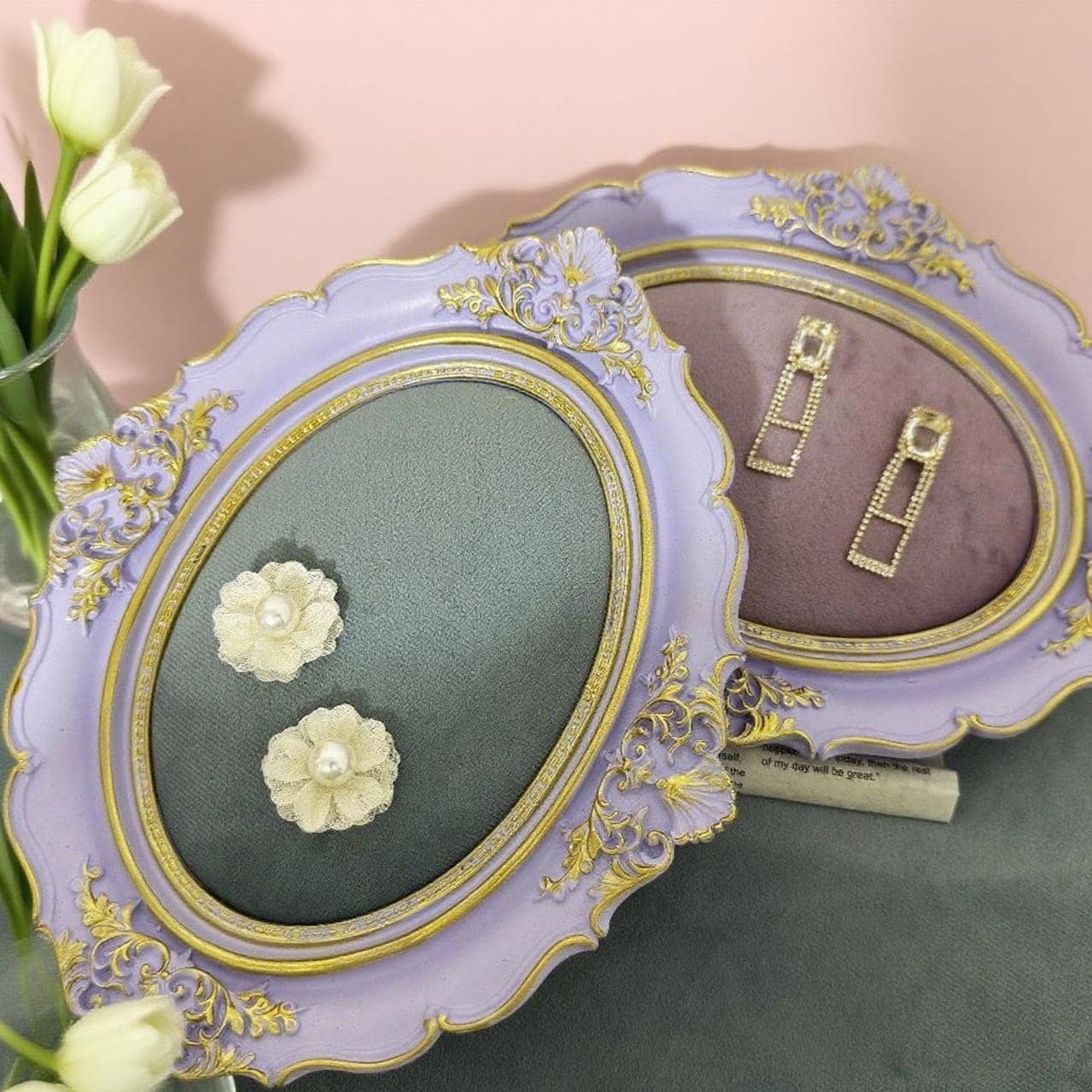 Baroque Purple Jewelry Display Ring Earring Tray, Necklace Holder, Elegant Filigree Home Decor Gift