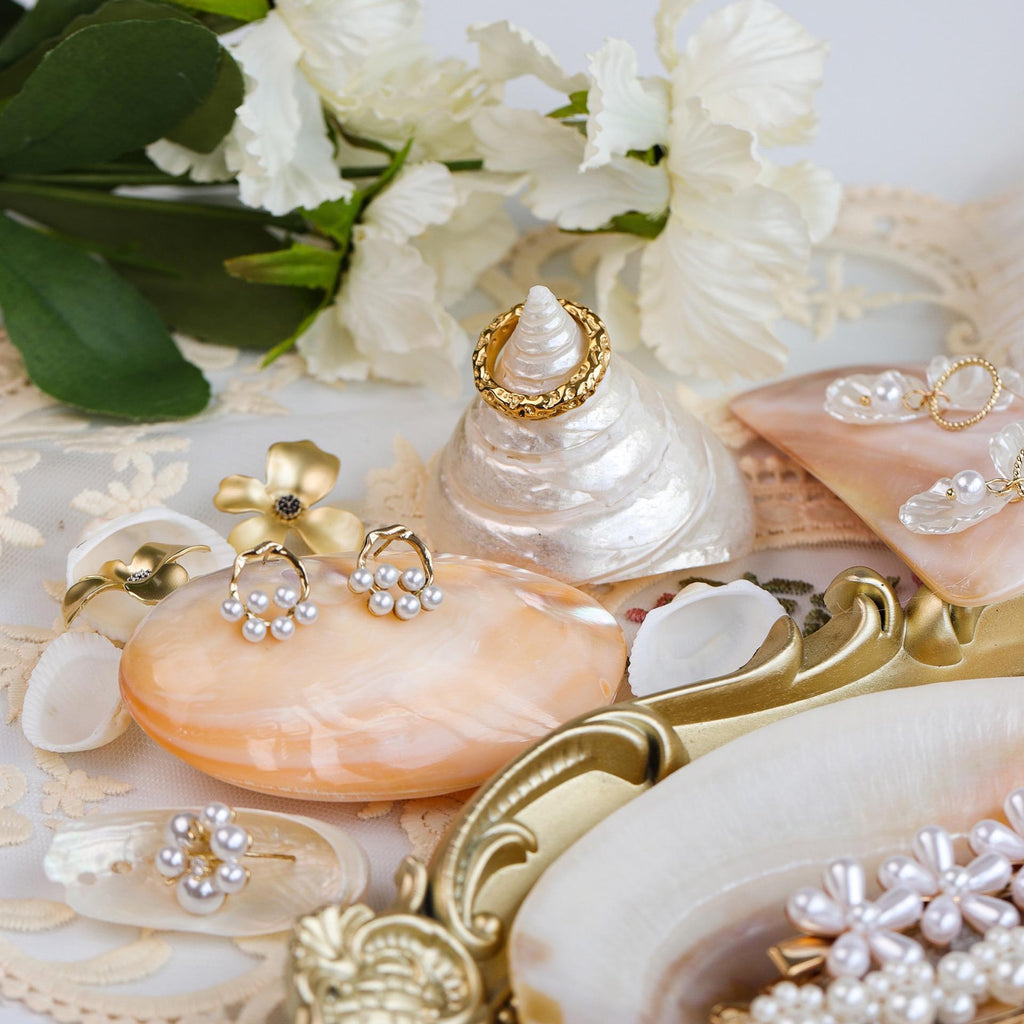 Seashell Jewelry Display: Handmade Conch Ring/Earring Holder