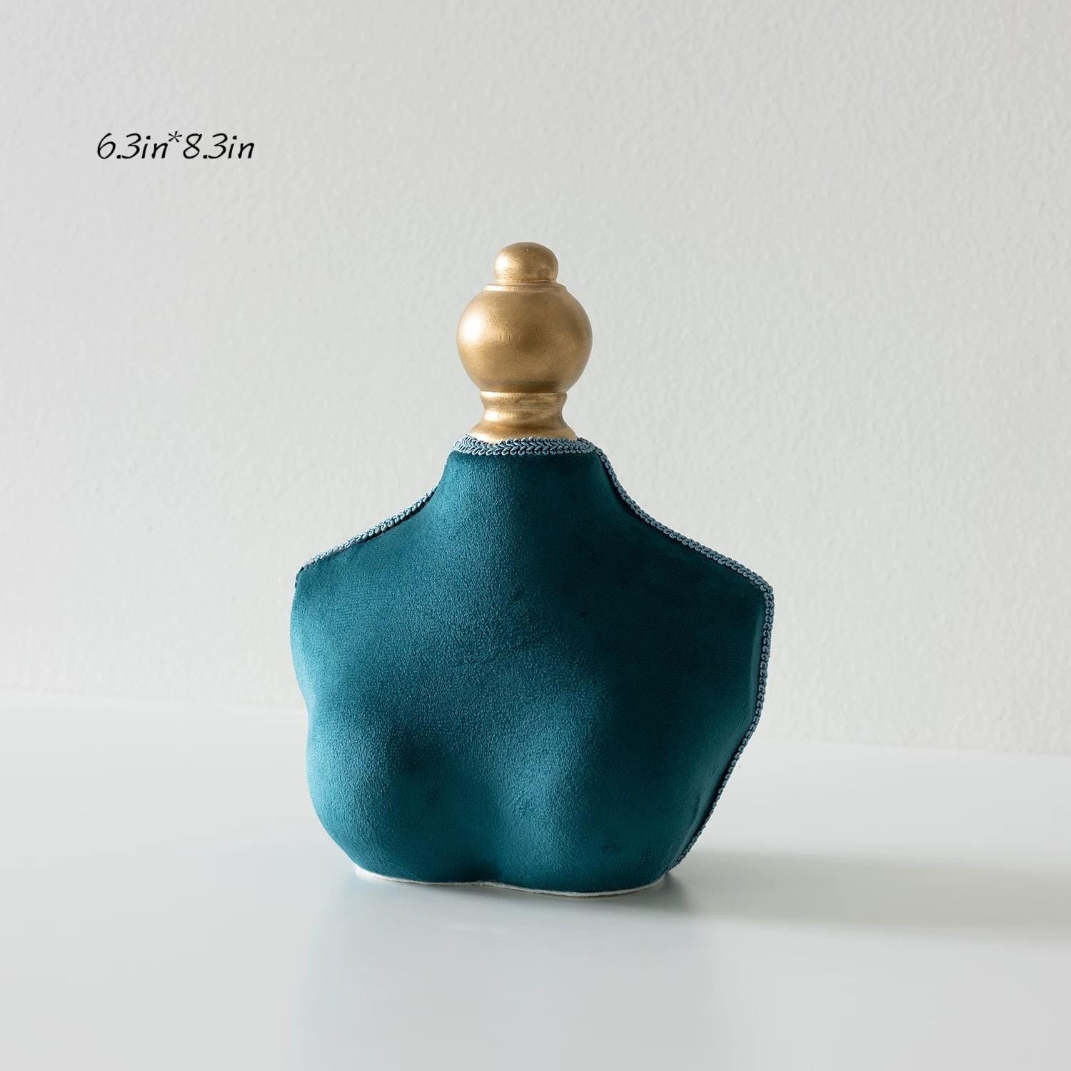 Teal Velvet Jewelry Display: Baroque Ring, Necklace & Earring Holder