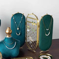Teal Velvet Jewelry Display: Baroque Ring, Necklace & Earring Holder