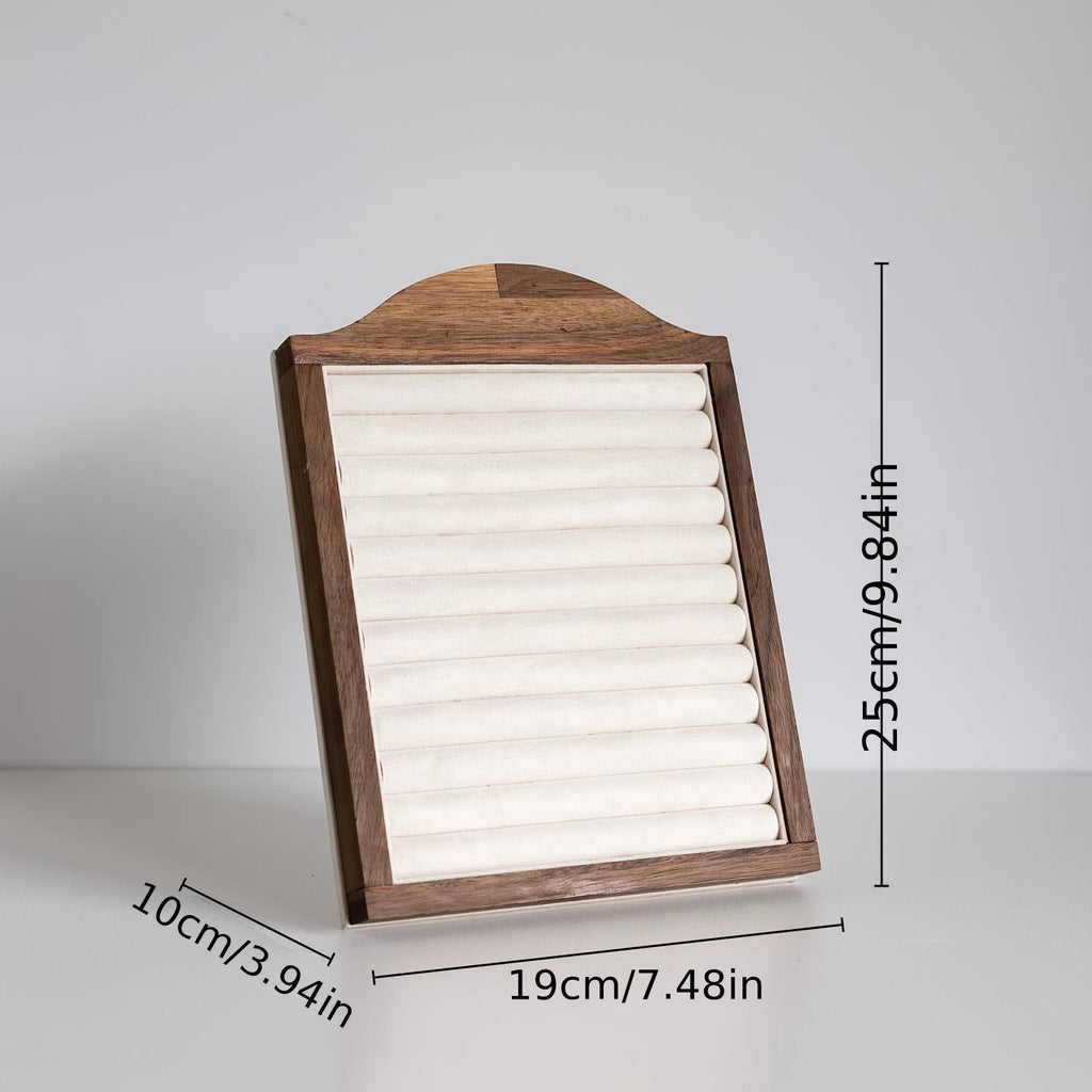 Walnut Wood Jewelry Organizer: Velvet Ring, Earring, Necklace Holder