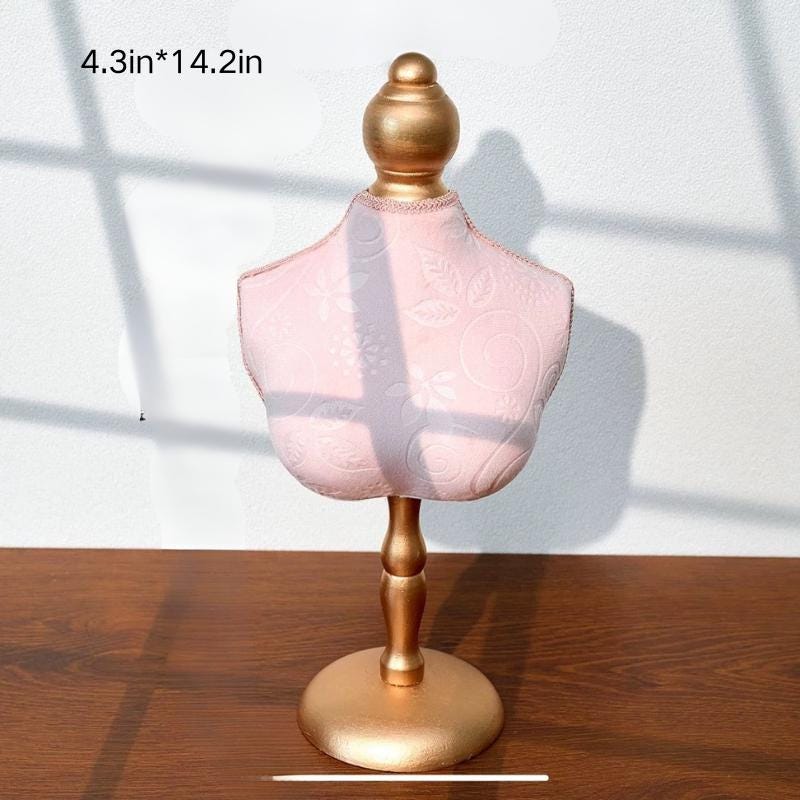 Baroque Pink Velvet Jewelry Holder: Necklace Ring Organizer,Pink Bust Display, Vanity Decor