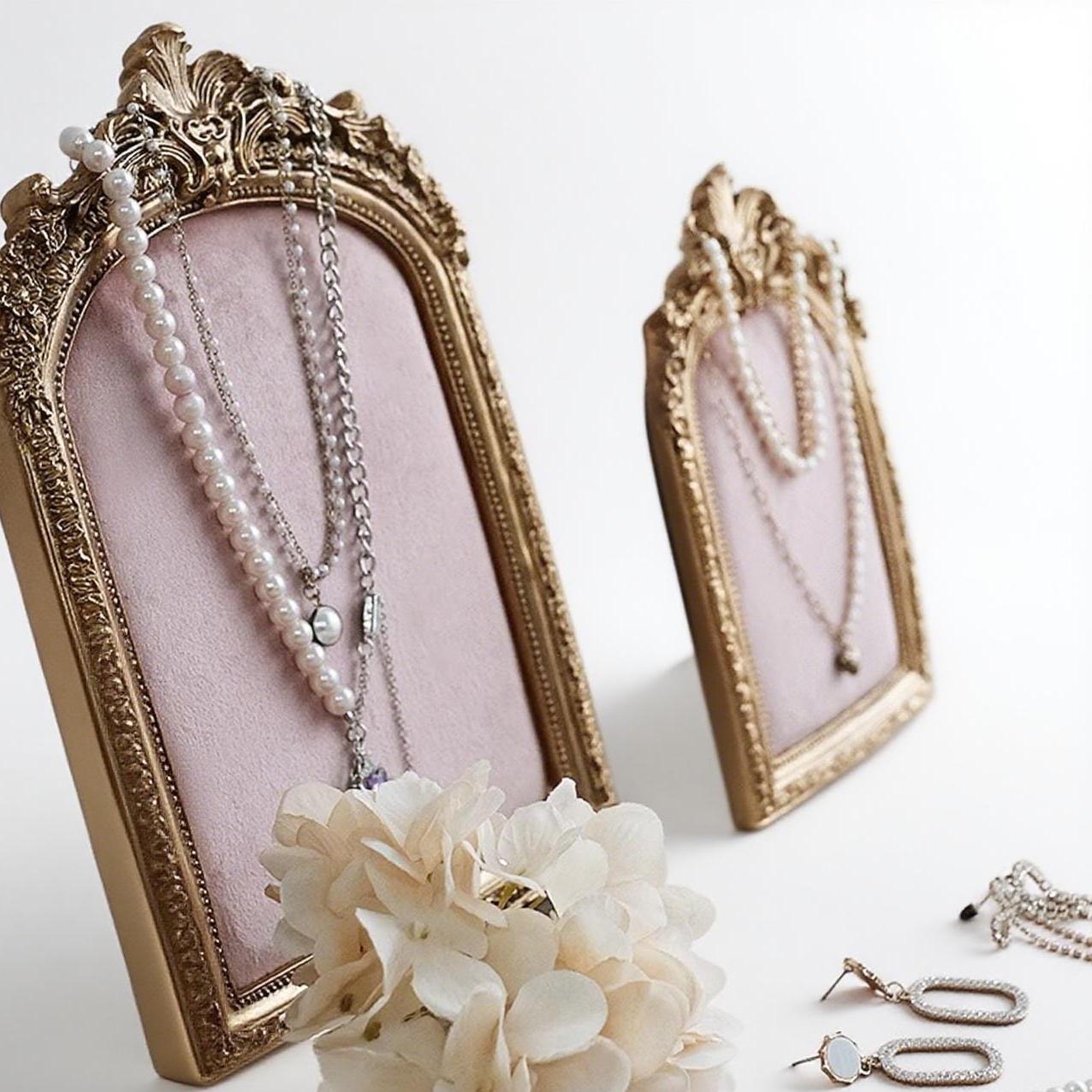 Baroque Pink Velvet Jewelry Holder: Necklace Ring Organizer,Pink Bust Display, Vanity Decor