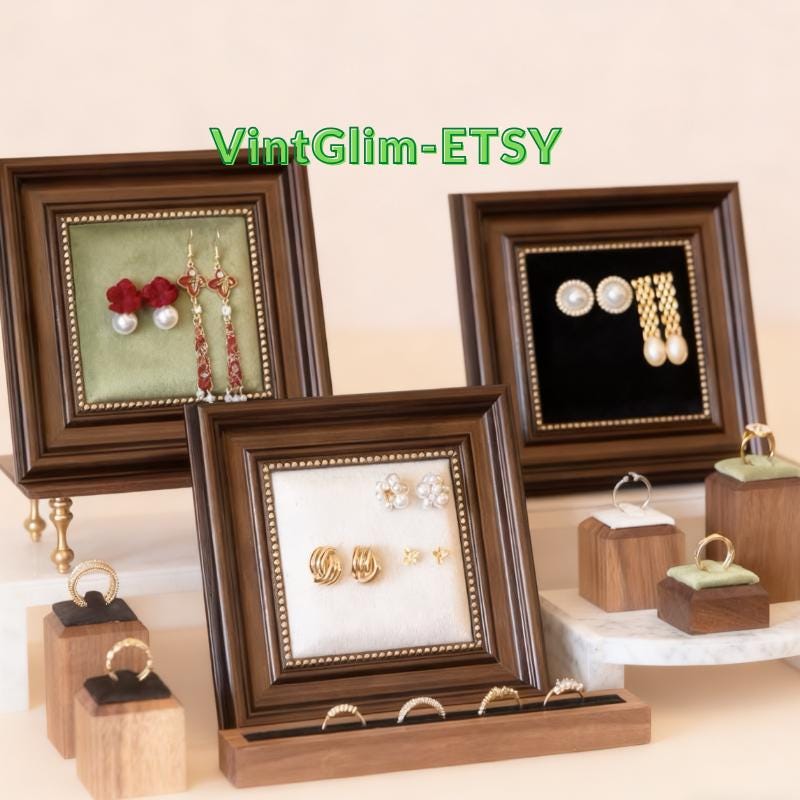 Baroque Framed Jewelry Holder: Wooden Necklace & Earring Organizer