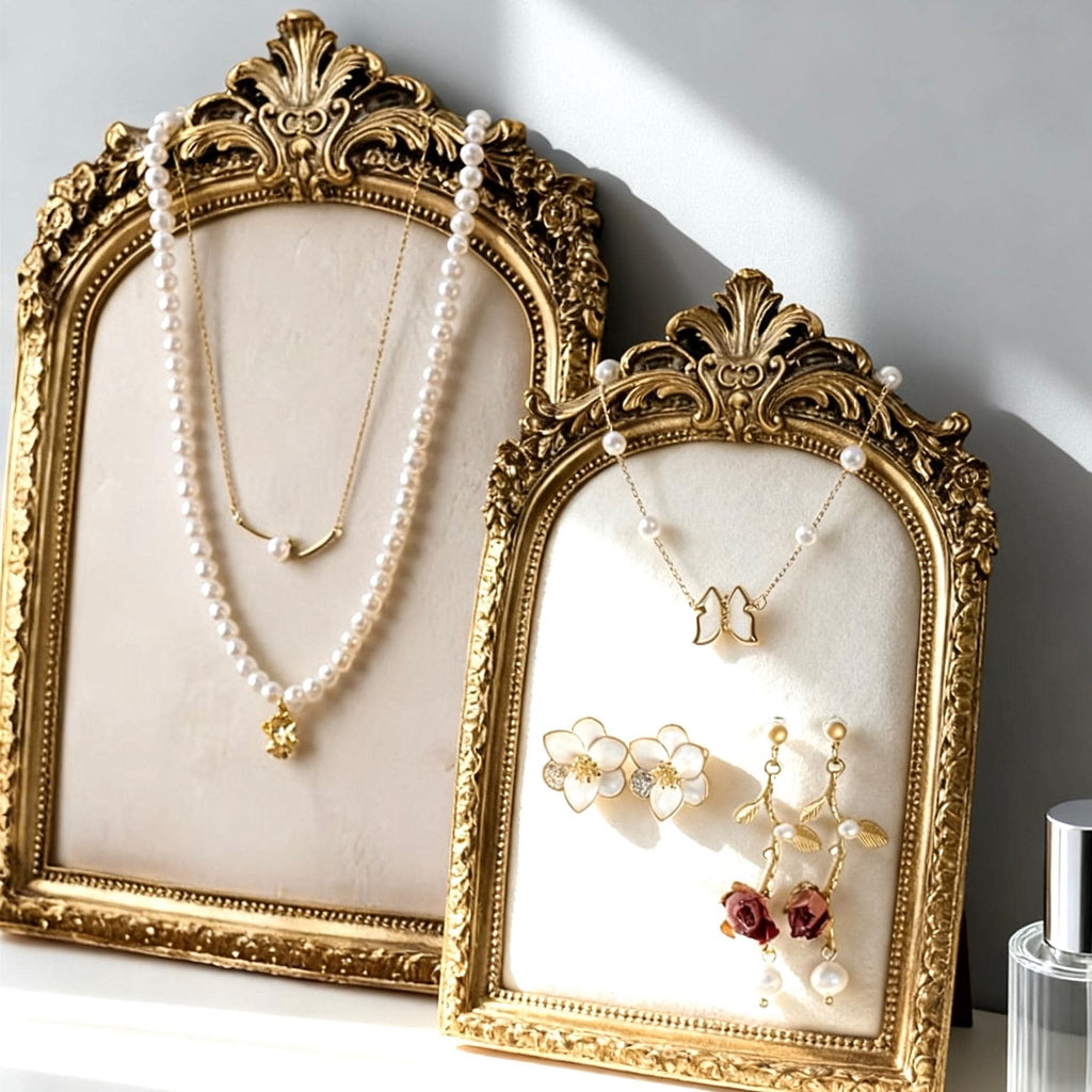 Baroque Gold Frarmed Jewelry Display Stand: Elegant Necklace & Earring Holder