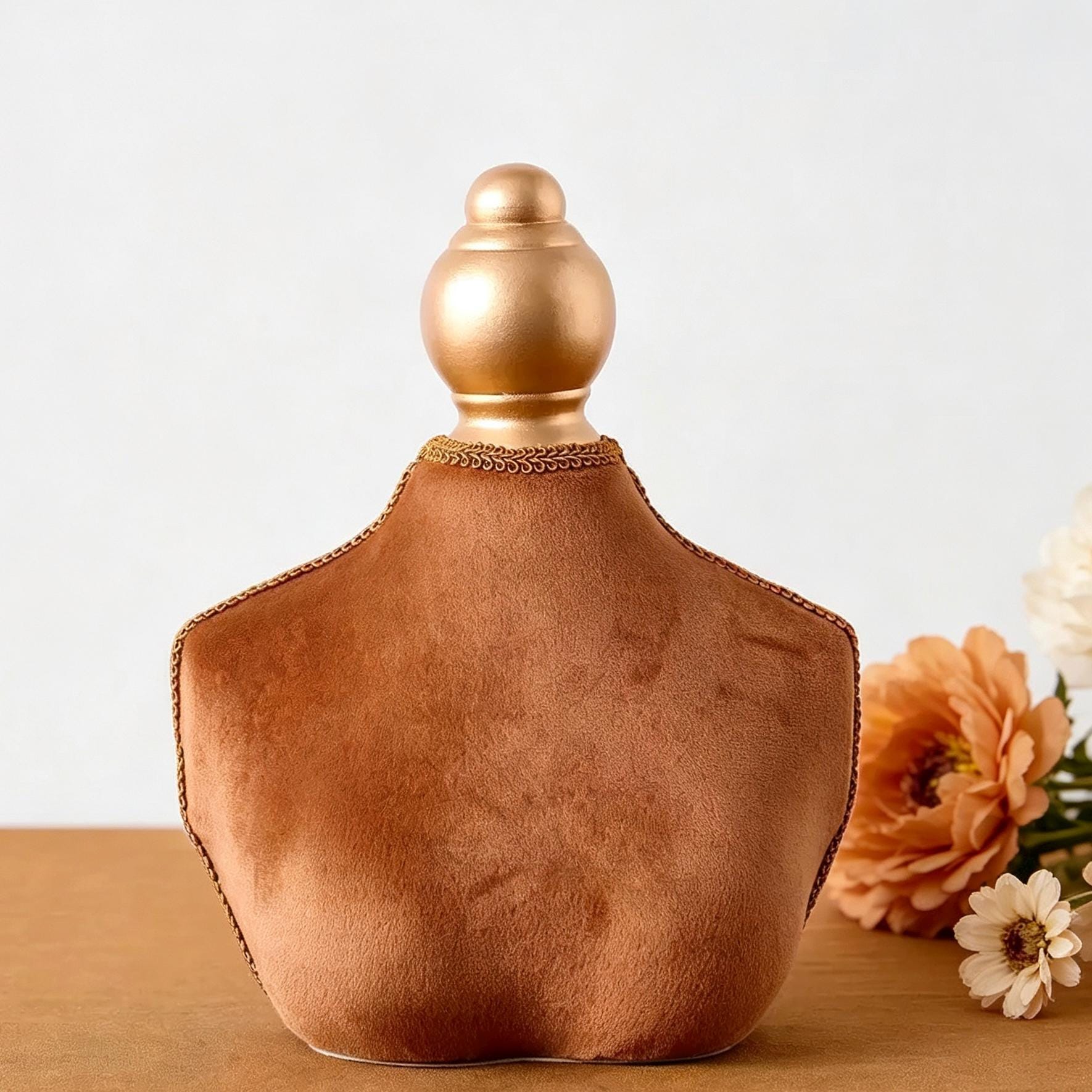 Vintage Orange Velvet Necklace Bust Display, Retail Jewelry Organizer,Pinboard