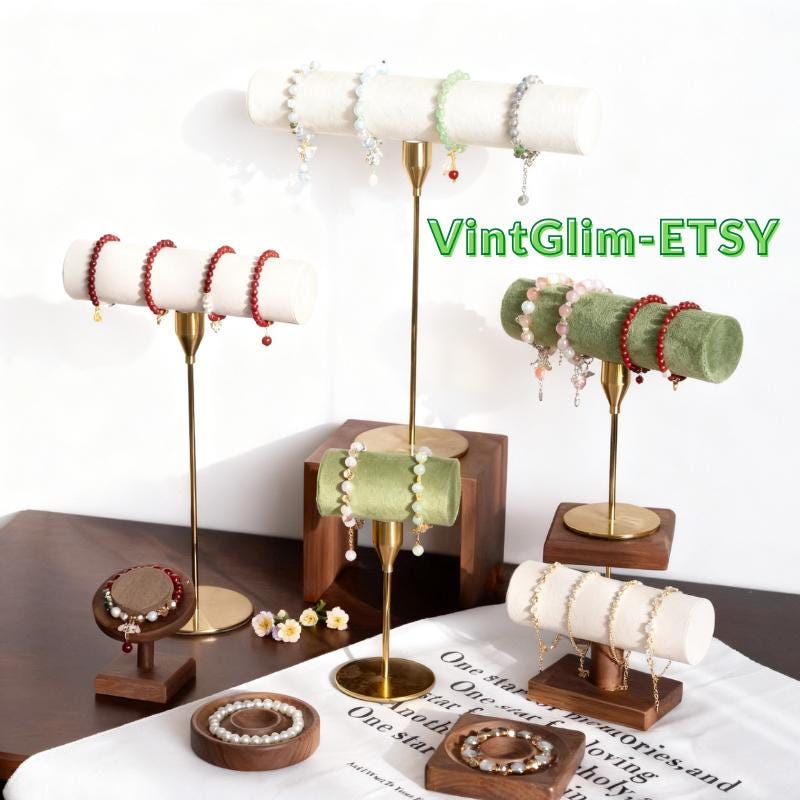 Baroque Jewelry T Bar Holder, Velvet Lined Necklace Bracelet Organizer, High-End Home Decor Gift