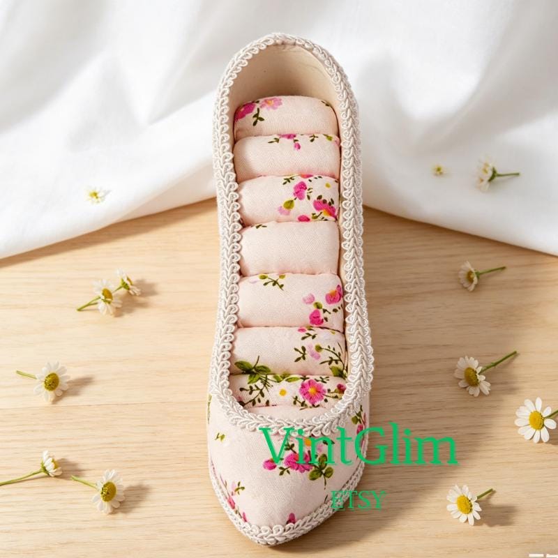 High Heel Jewelry Box, Ring Organizer, Vanity Decor, Fabric Storage, Fashion Accessory