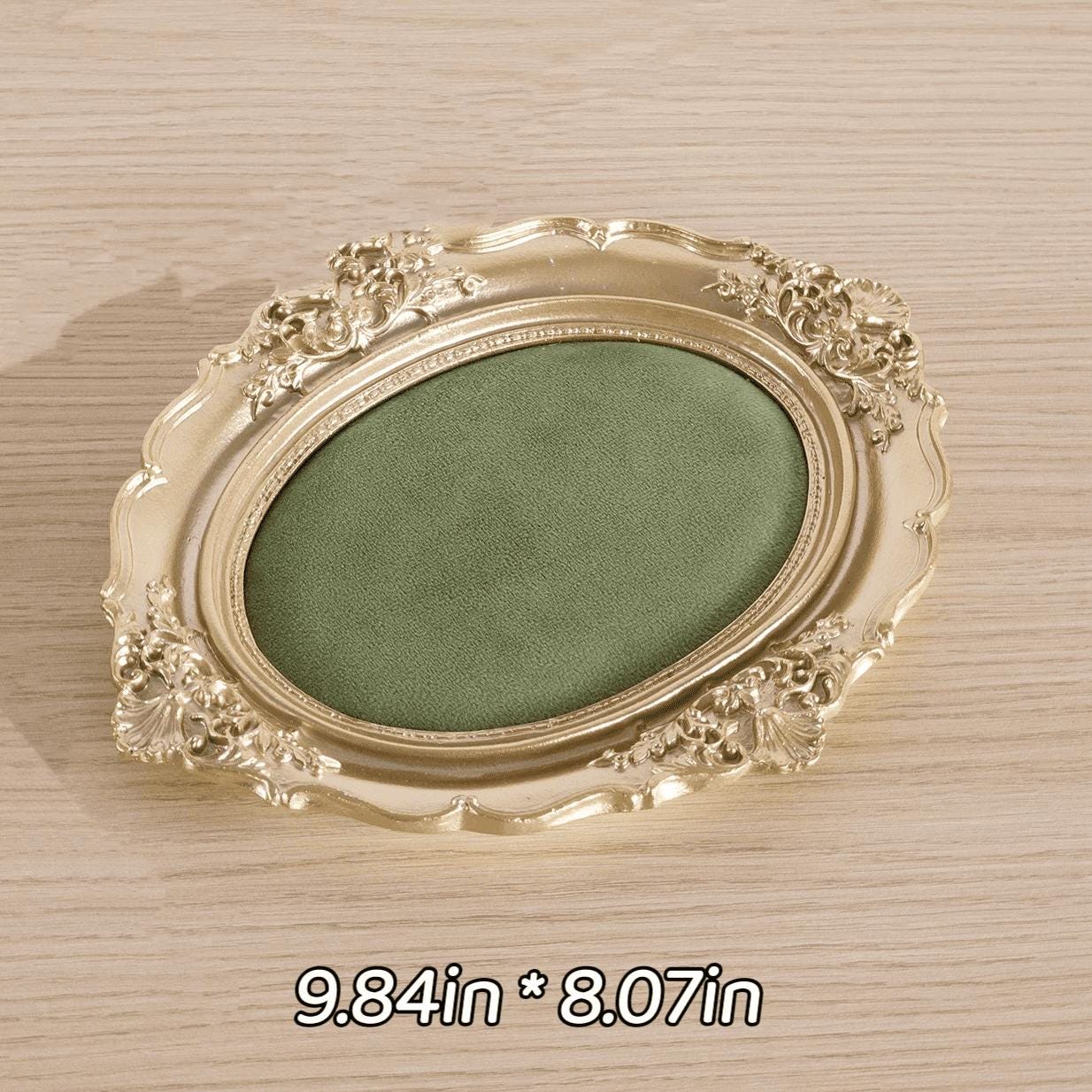 Baroque Necklace Ring Holder: Olive Green Velvet Gold Vintage Jewelry Display